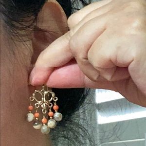 🖤Coral💕Jasper chandelier earrings